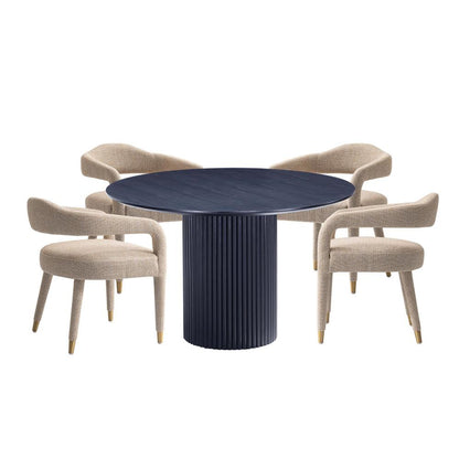 Manhattan Comfort - 5-Piece Aspen and Hathaway Tweed Dining with Dining Armchair - Gold Stainless SteelDining Table - American Solid Ash Wood Legs in Silver LiningBlack - 4-DT03DC093AR-BKGD veiw 1