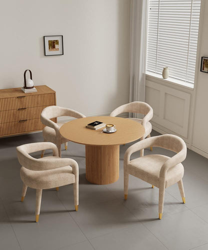 Manhattan Comfort - 5-Piece Aspen and Hathaway Tweed Dining with Dining Armchair - Gold Stainless SteelDining Table - American Solid Ash Wood Legs in Silver LiningNature - 4-DT03DC093AR-NAGD veiw 10