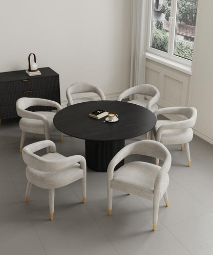 Manhattan Comfort - 7-Piece Aspen and Hathaway Tweed Dining with Dining Armchair - Gold Stainless SteelDining Table - American Solid Ash Wood Legs in Gold DustBlack - 6-DT05DC093AR-BKSL veiw 10