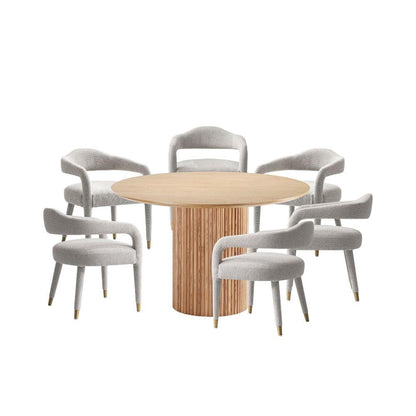 Manhattan Comfort - 7-Piece Aspen and Hathaway Tweed Dining with Dining Armchair - Gold Stainless SteelDining Table - American Solid Ash Wood Legs in Gold DustNature - 6-DT05DC093AR-NASL veiw 1