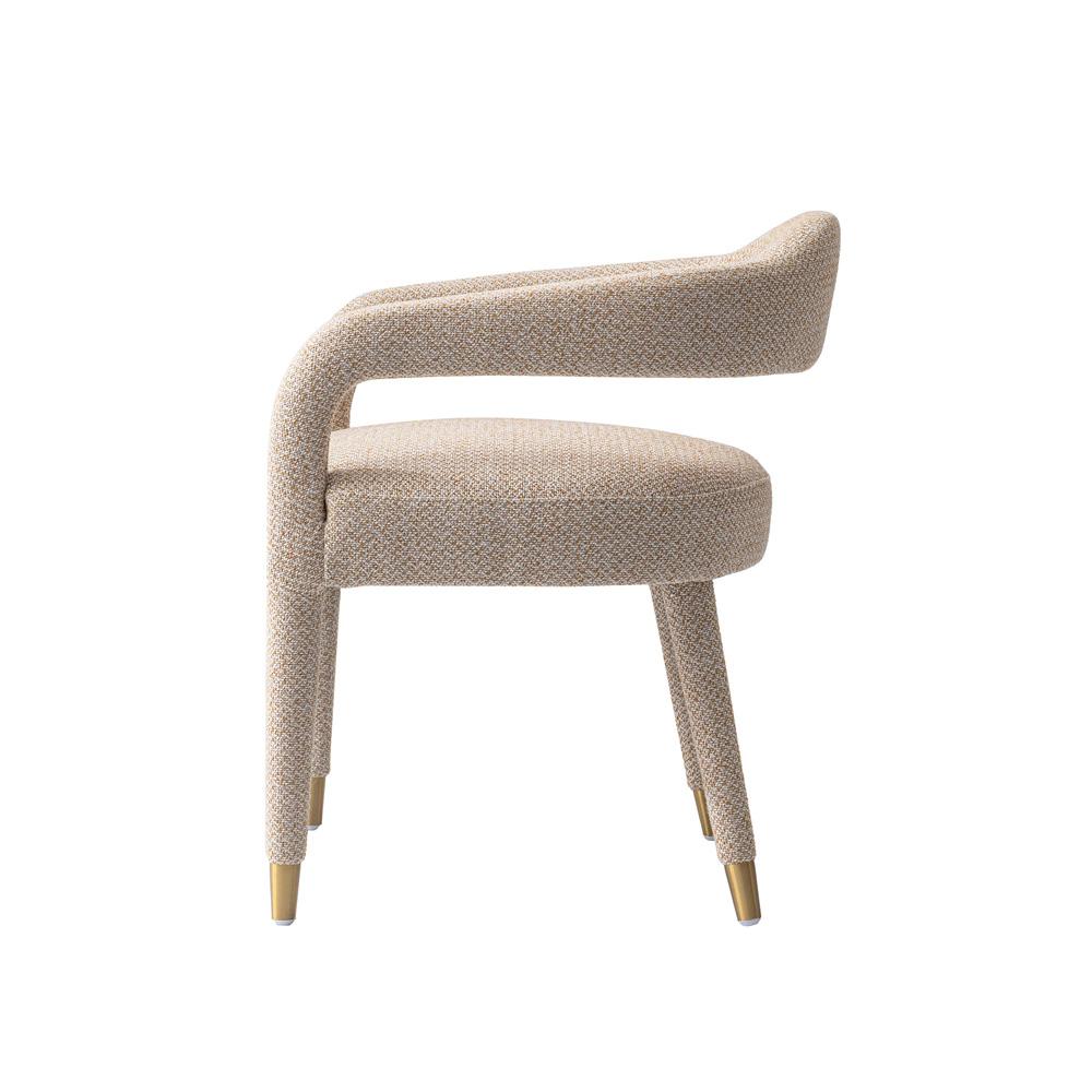 Manhattan Comfort - 7-Piece Aspen and Hathaway Tweed Dining with Dining Armchair - Gold Stainless SteelDining Table - American Solid Ash Wood Legs in Silver LiningNature - 6-DT05DC093AR-NAGD veiw 7