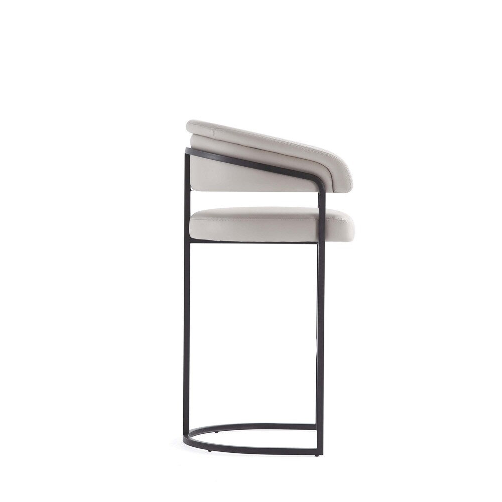 Manhattan Comfort - Augusta Leatherette Barstool with Metal Legs in Light Grey - Set of 2 - 2-BS021-LG veiw 4