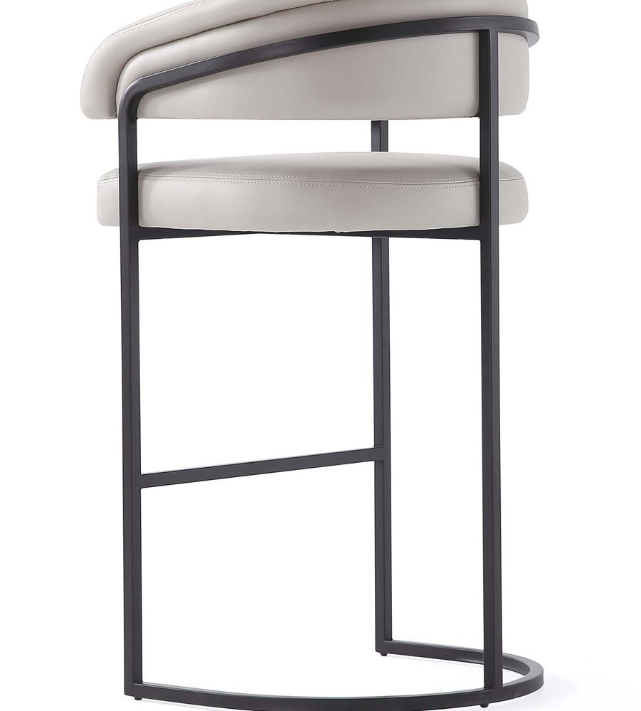 Manhattan Comfort - Augusta Leatherette Barstool with Metal Legs in Light Grey - Set of 2 - 2-BS021-LG veiw 8