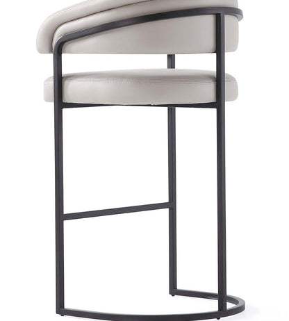 Manhattan Comfort - Augusta Leatherette Barstool with Metal Legs in Light Grey - Set of 2 - 2-BS021-LG veiw 8