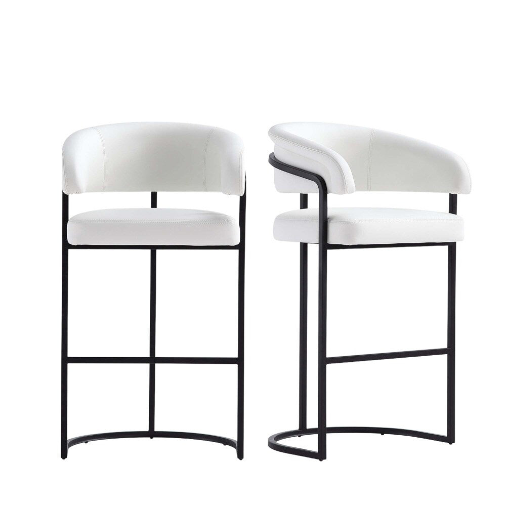 Manhattan Comfort - Augusta Leatherette Barstool with Metal Legs in White - Set of 2 - 2-BS021-WH veiw 1
