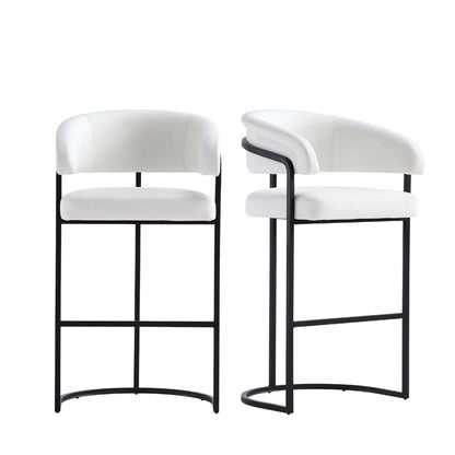 Manhattan Comfort - Augusta Leatherette Barstool with Metal Legs in White - Set of 2 - 2-BS021-WH veiw 1
