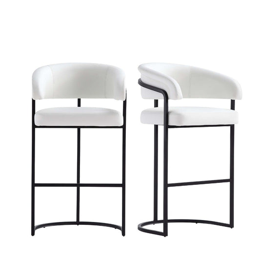 Manhattan Comfort - Augusta Leatherette Barstool with Metal Legs in White - Set of 2 - 2-BS021-WH veiw 1