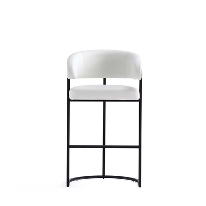Manhattan Comfort - Augusta Leatherette Barstool with Metal Legs in White - Set of 2 - 2-BS021-WH veiw 2
