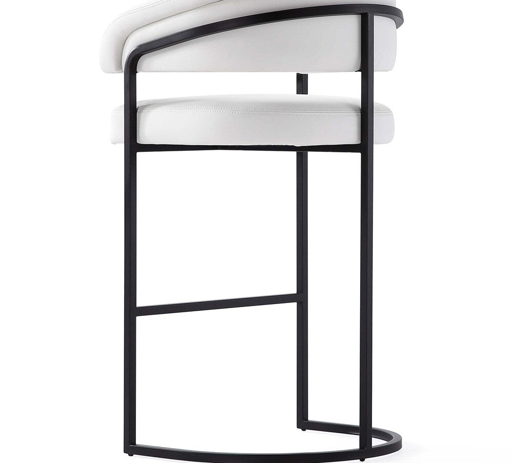 Manhattan Comfort - Augusta Leatherette Barstool with Metal Legs in White - Set of 2 - 2-BS021-WH veiw 8