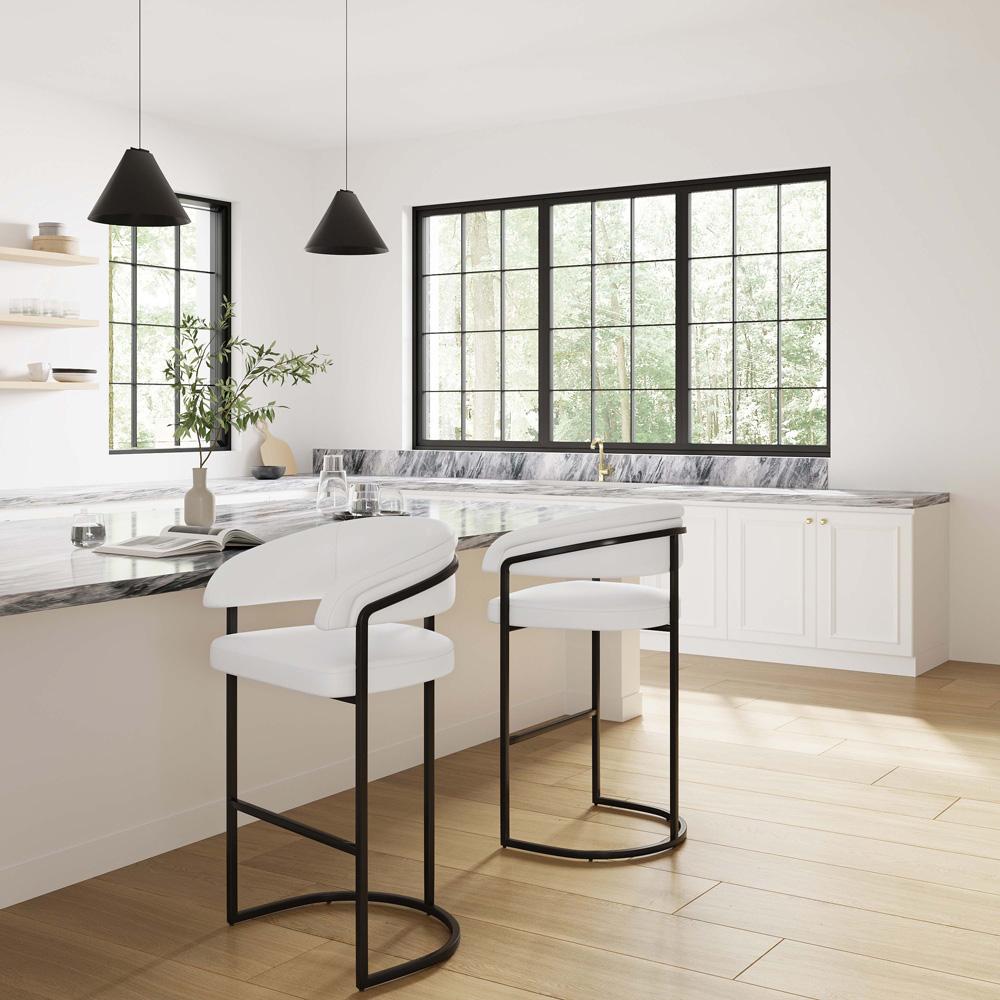 Manhattan Comfort - Augusta Leatherette Barstool with Metal Legs in White - Set of 2 - 2-BS021-WH veiw 10