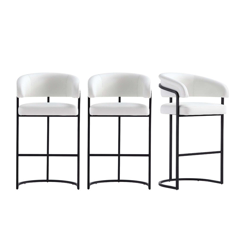 Manhattan Comfort - Augusta Leatherette Barstool with Metal Legs in White - Set of 3 - 3-BS021-WH veiw 1