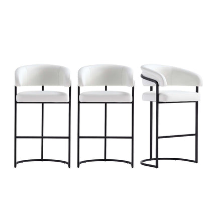Manhattan Comfort - Augusta Leatherette Barstool with Metal Legs in White - Set of 3 - 3-BS021-WH veiw 1