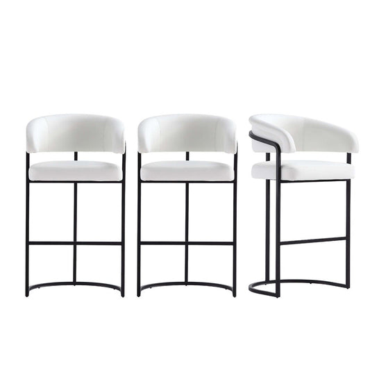 Manhattan Comfort - Augusta Leatherette Barstool with Metal Legs in White - Set of 3 - 3-BS021-WH veiw 1