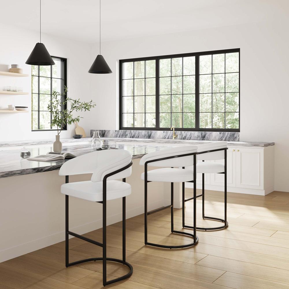 Manhattan Comfort - Augusta Leatherette Barstool with Metal Legs in White - Set of 3 - 3-BS021-WH veiw 10