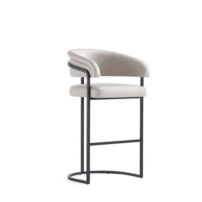 Manhattan Comfort - Augusta Leatherette Barstool with Metal Legs in Light Grey - BS021-LG veiw 1