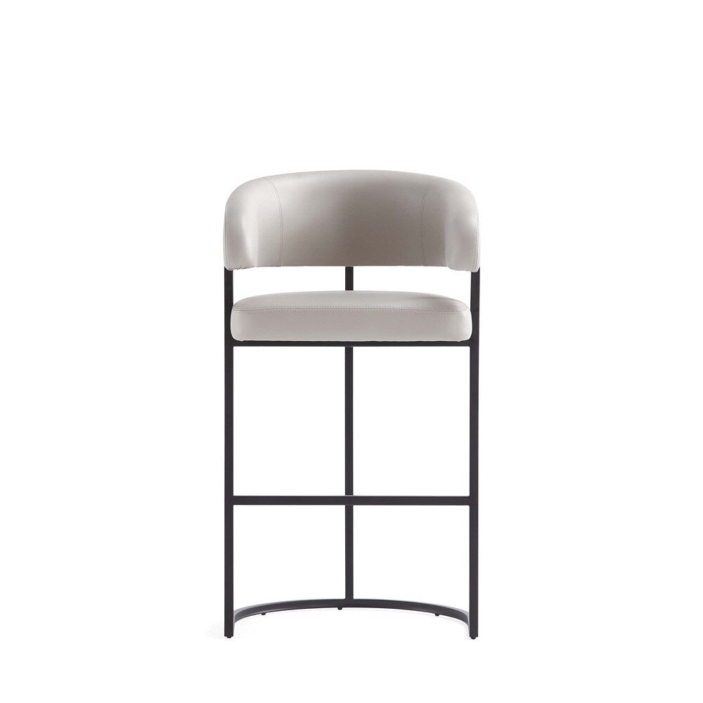 Manhattan Comfort - Augusta Leatherette Barstool with Metal Legs in Light Grey - BS021-LG veiw 2
