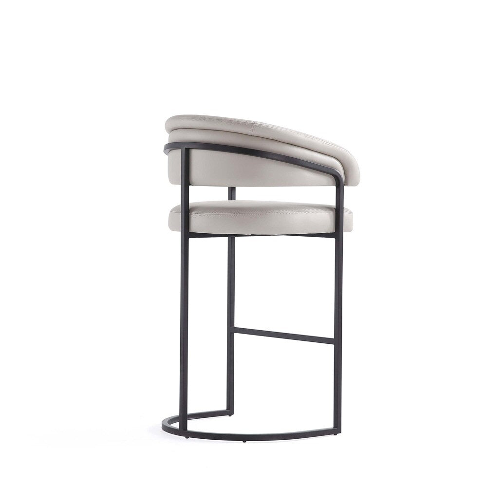 Manhattan Comfort - Augusta Leatherette Barstool with Metal Legs in Light Grey - BS021-LG veiw 3