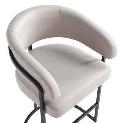 Manhattan Comfort - Augusta Leatherette Barstool with Metal Legs in Light Grey - BS021-LG veiw 7