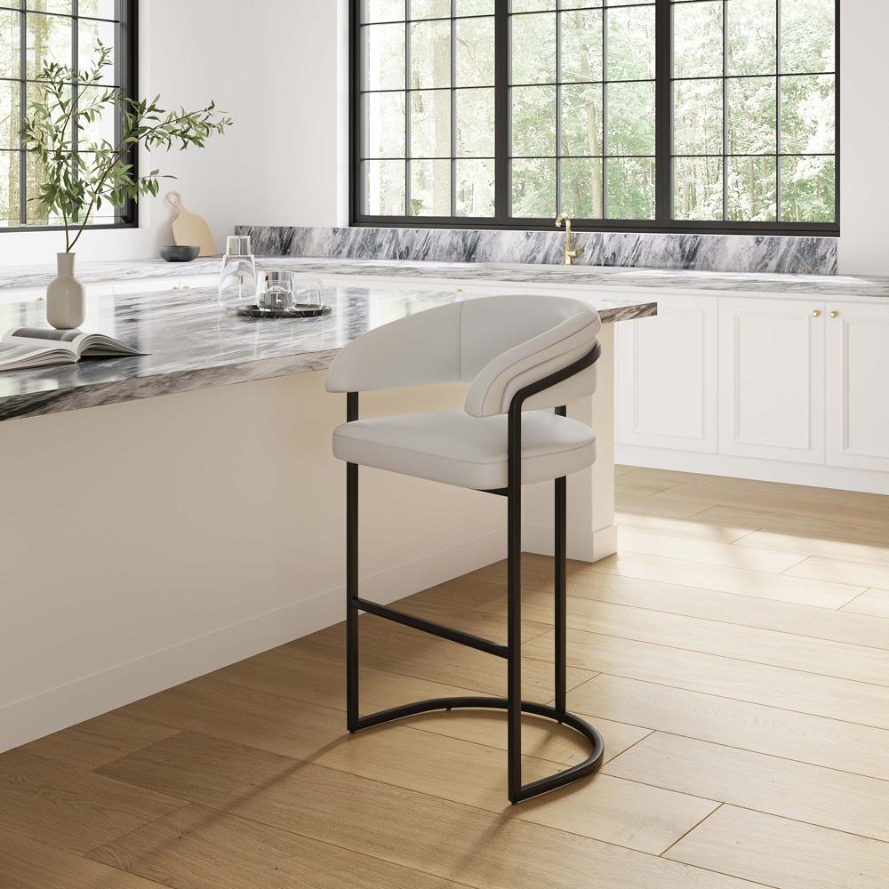 Manhattan Comfort - Augusta Leatherette Barstool with Metal Legs in Light Grey - BS021-LG veiw 10