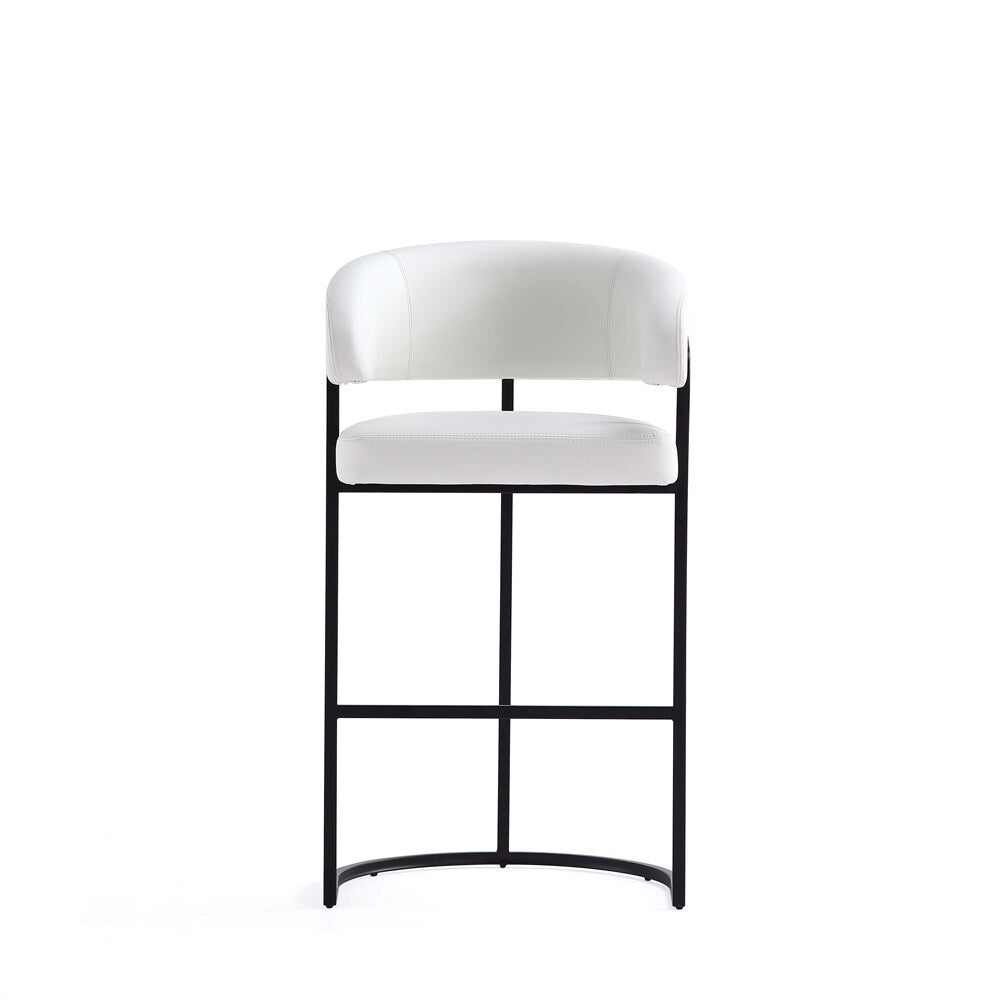Manhattan Comfort - Augusta Leatherette Barstool with Metal Legs in White - BS021-WH veiw 2