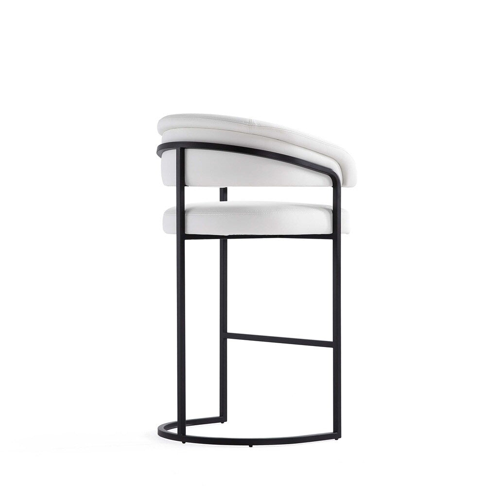 Manhattan Comfort - Augusta Leatherette Barstool with Metal Legs in White - BS021-WH veiw 3