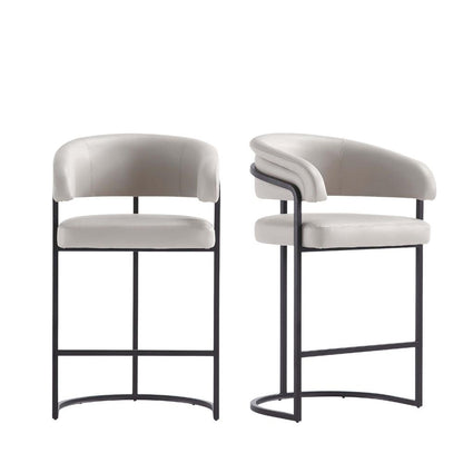 Manhattan Comfort - Augusta Leatherette Counter Stool with Metal Legs in Light Grey - Set of 2 - 2-CS018-LG veiw 1