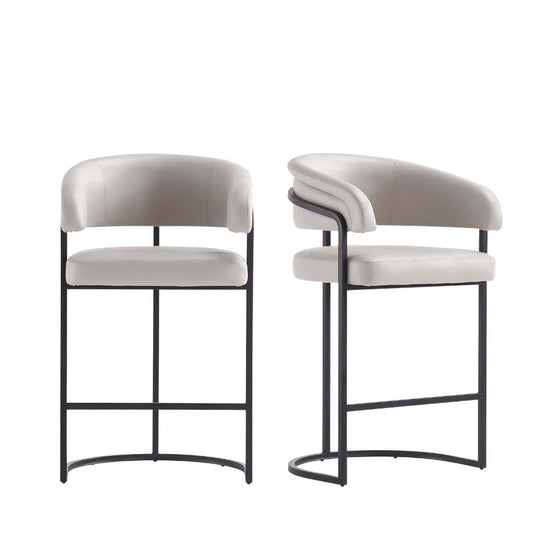 Manhattan Comfort - Augusta Leatherette Counter Stool with Metal Legs in Light Grey - Set of 2 - 2-CS018-LG veiw 1