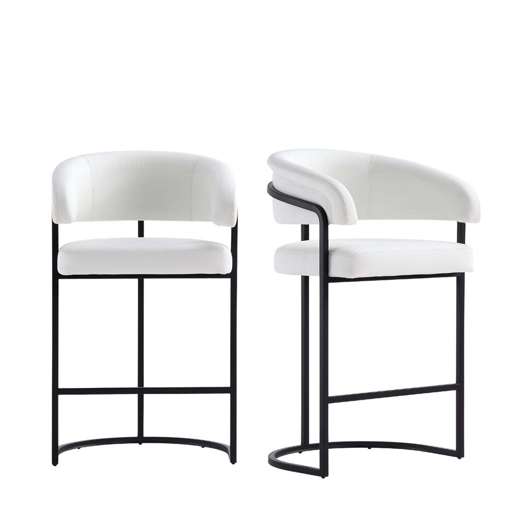 Manhattan Comfort - Augusta Leatherette Counter Stool with Metal Legs in White - Set of 2 - 2-CS018-WH veiw 1