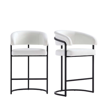 Manhattan Comfort - Augusta Leatherette Counter Stool with Metal Legs in White - Set of 2 - 2-CS018-WH veiw 1