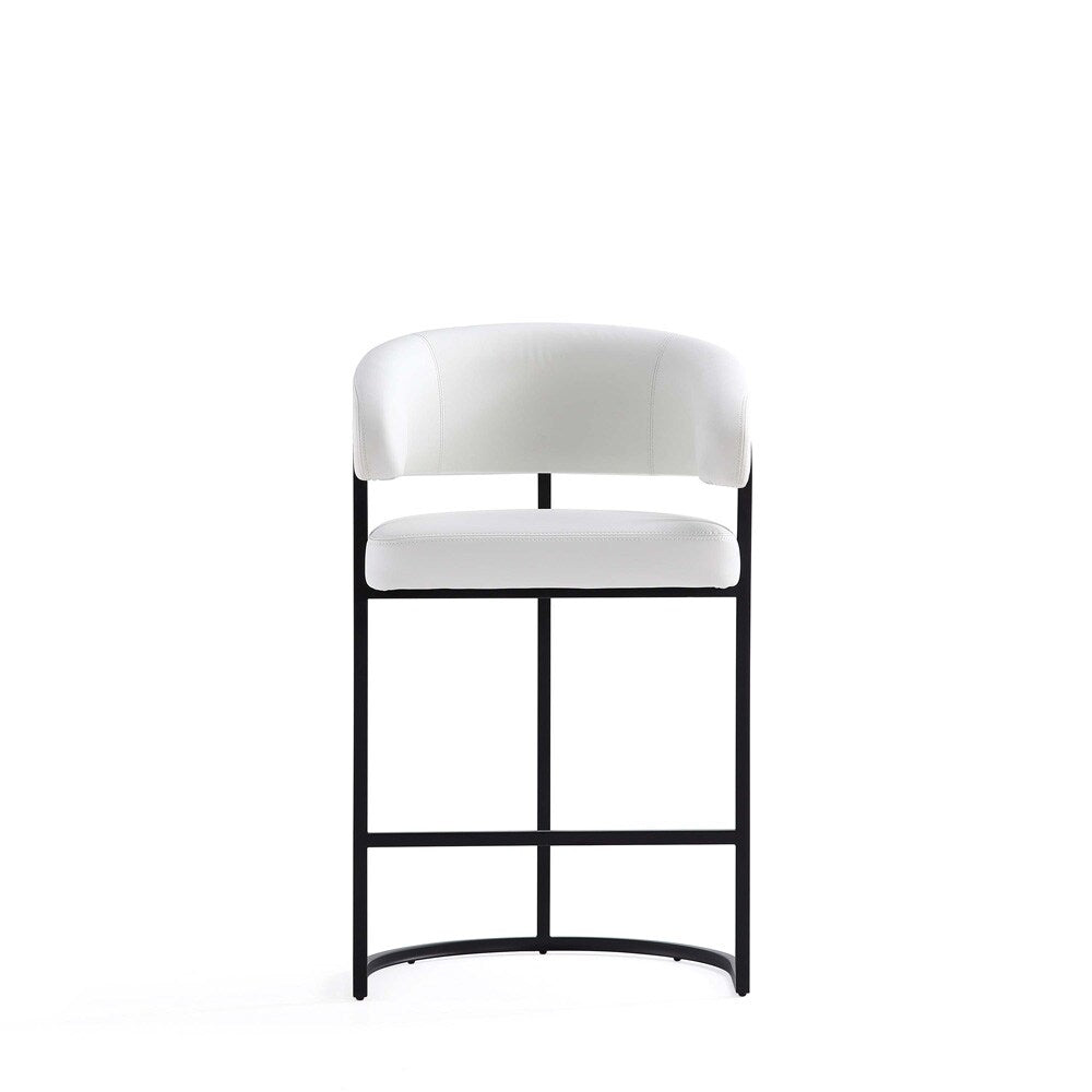 Manhattan Comfort - Augusta Leatherette Counter Stool with Metal Legs in White - Set of 2 - 2-CS018-WH veiw 2