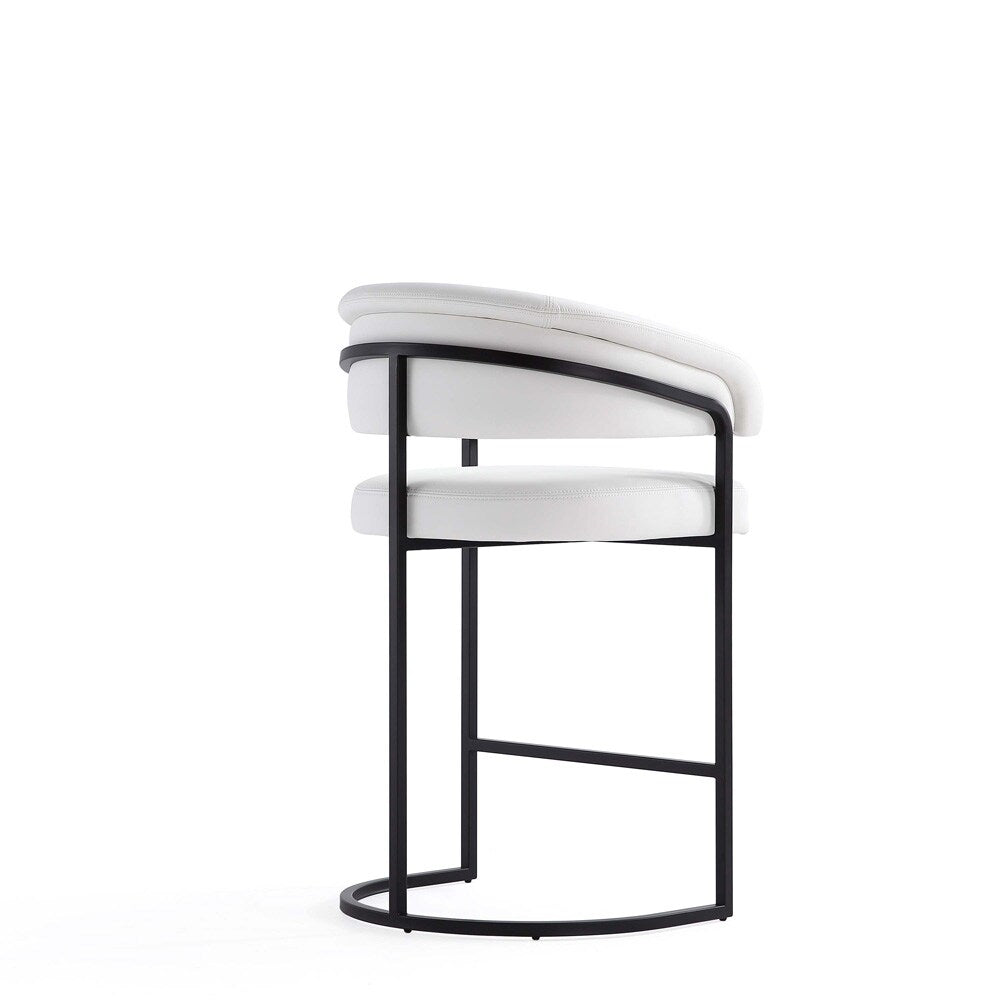 Manhattan Comfort - Augusta Leatherette Counter Stool with Metal Legs in White - Set of 2 - 2-CS018-WH veiw 3