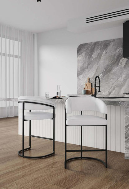 Manhattan Comfort - Augusta Leatherette Counter Stool with Metal Legs in White - Set of 2 - 2-CS018-WH veiw 10