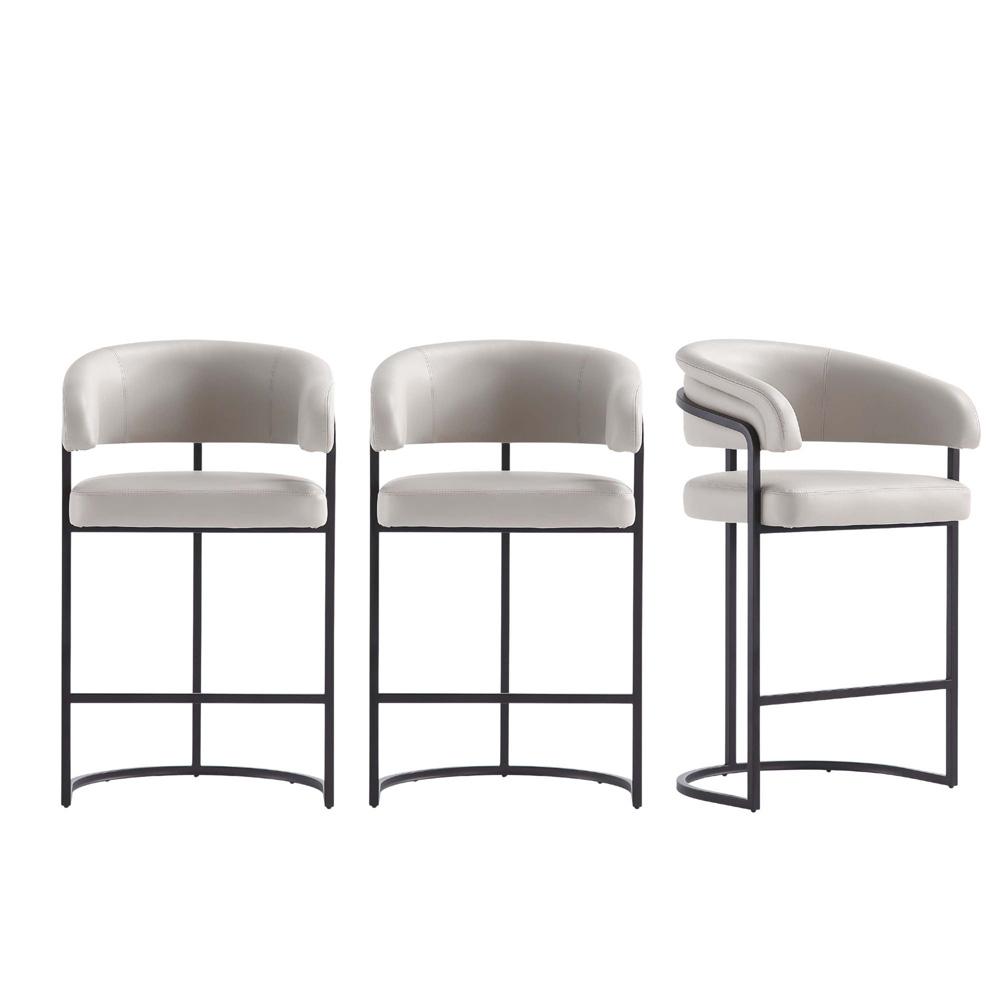 Manhattan Comfort - Augusta Leatherette Counter Stool with Metal Legs in Light Grey - Set of 3 - 3-CS018-LG veiw 1