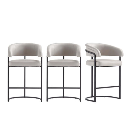 Manhattan Comfort - Augusta Leatherette Counter Stool with Metal Legs in Light Grey - Set of 3 - 3-CS018-LG veiw 1