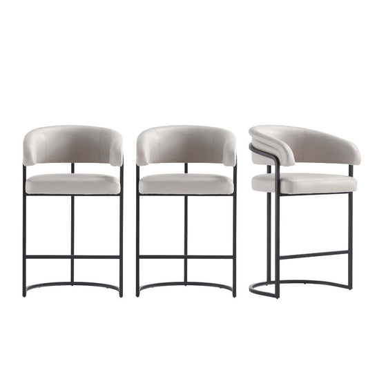 Manhattan Comfort - Augusta Leatherette Counter Stool with Metal Legs in Light Grey - Set of 3 - 3-CS018-LG veiw 1