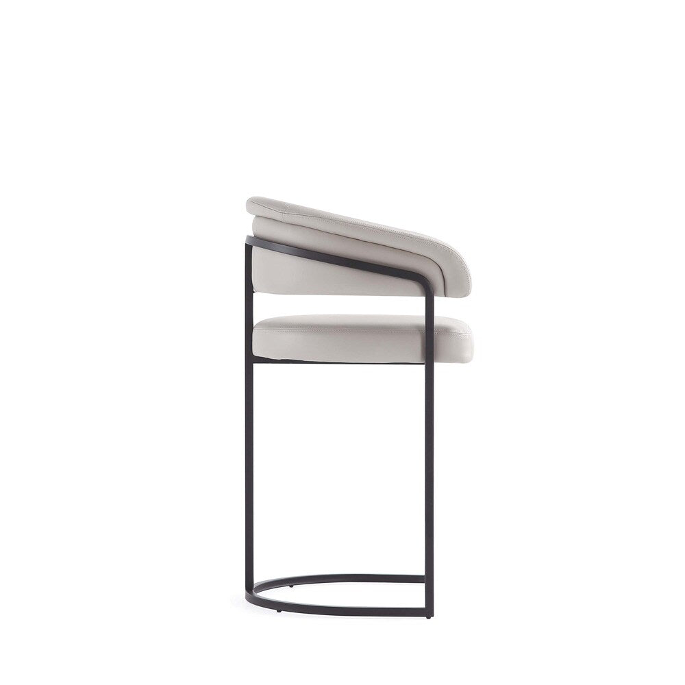 Manhattan Comfort - Augusta Leatherette Counter Stool with Metal Legs in Light Grey - Set of 3 - 3-CS018-LG veiw 4