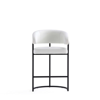 Manhattan Comfort - Augusta Leatherette Counter Stool with Metal Legs in White - Set of 3 - 3-CS018-WH veiw 2