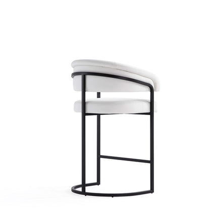 Manhattan Comfort - Augusta Leatherette Counter Stool with Metal Legs in White - Set of 3 - 3-CS018-WH veiw 3