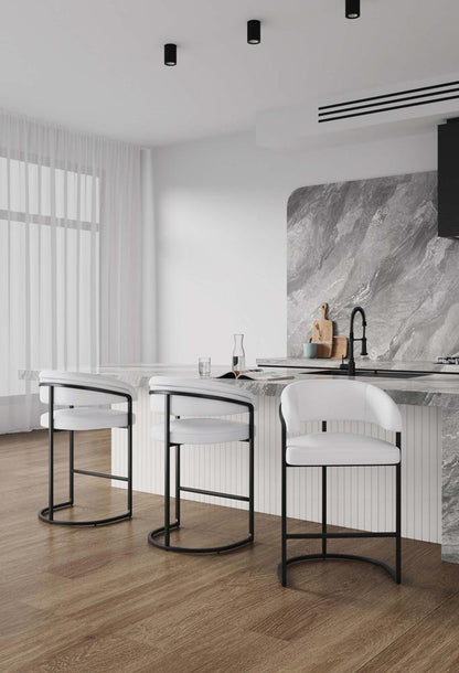 Manhattan Comfort - Augusta Leatherette Counter Stool with Metal Legs in White - Set of 3 - 3-CS018-WH veiw 10