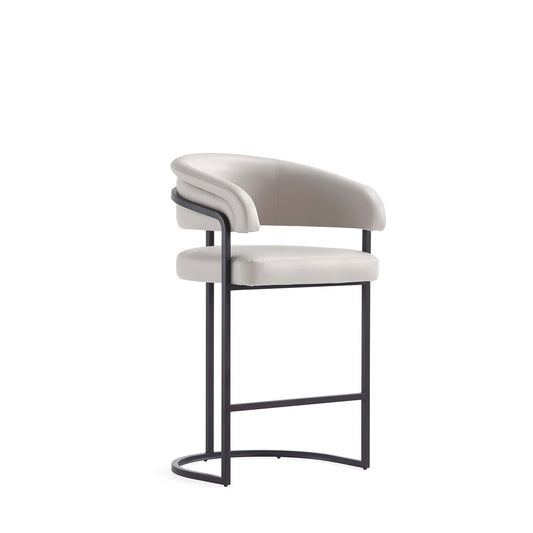 Manhattan Comfort - Augusta Leatherette Counter Stool with Metal Legs in Light Grey - CS018-LG veiw 1