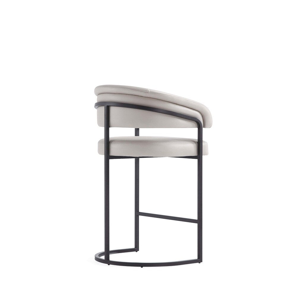 Manhattan Comfort - Augusta Leatherette Counter Stool with Metal Legs in Light Grey - CS018-LG veiw 3