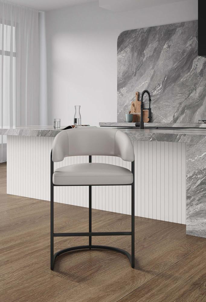 Manhattan Comfort - Augusta Leatherette Counter Stool with Metal Legs in Light Grey - CS018-LG veiw 10
