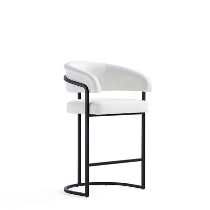 Manhattan Comfort - Augusta Leatherette Counter Stool with Metal Legs in White - CS018-WH veiw 1