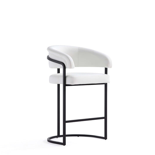 Manhattan Comfort - Augusta Leatherette Counter Stool with Metal Legs in White - CS018-WH veiw 1