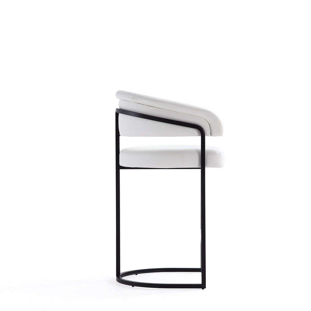 Manhattan Comfort - Augusta Leatherette Counter Stool with Metal Legs in White - CS018-WH veiw 4