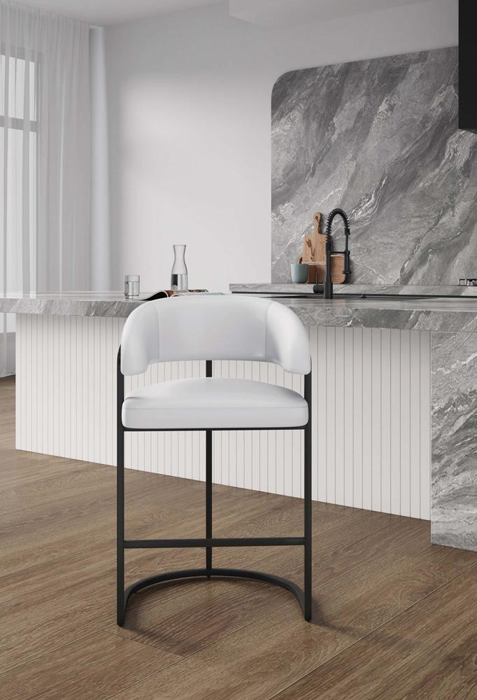 Manhattan Comfort - Augusta Leatherette Counter Stool with Metal Legs in White - CS018-WH veiw 10