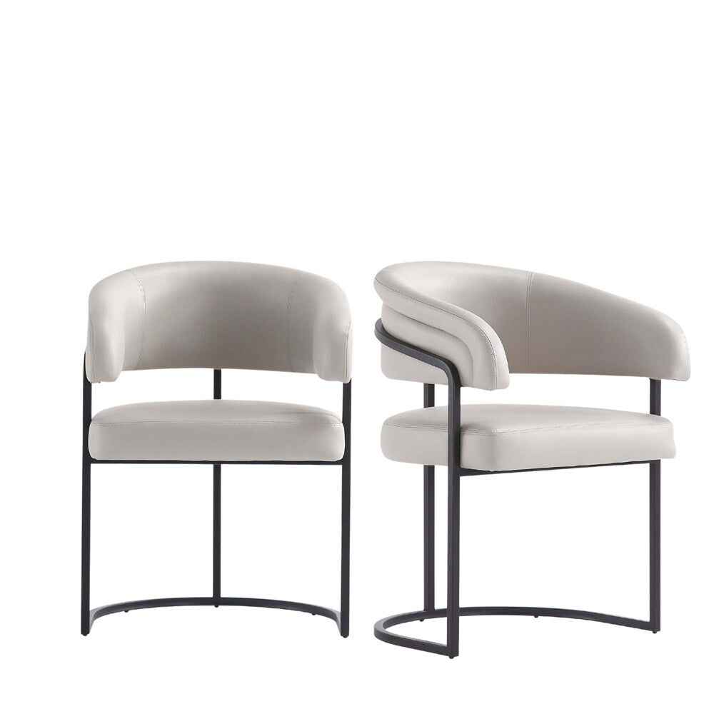 Manhattan Comfort - Augusta Leatherette Dining Chair with Metal Legs in Light Grey - Set of 2 - 2-DC094-LG veiw 1