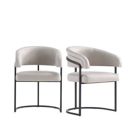 Manhattan Comfort - Augusta Leatherette Dining Chair with Metal Legs in Light Grey - Set of 2 - 2-DC094-LG veiw 1