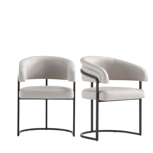 Manhattan Comfort - Augusta Leatherette Dining Chair with Metal Legs in Light Grey - Set of 2 - 2-DC094-LG veiw 1