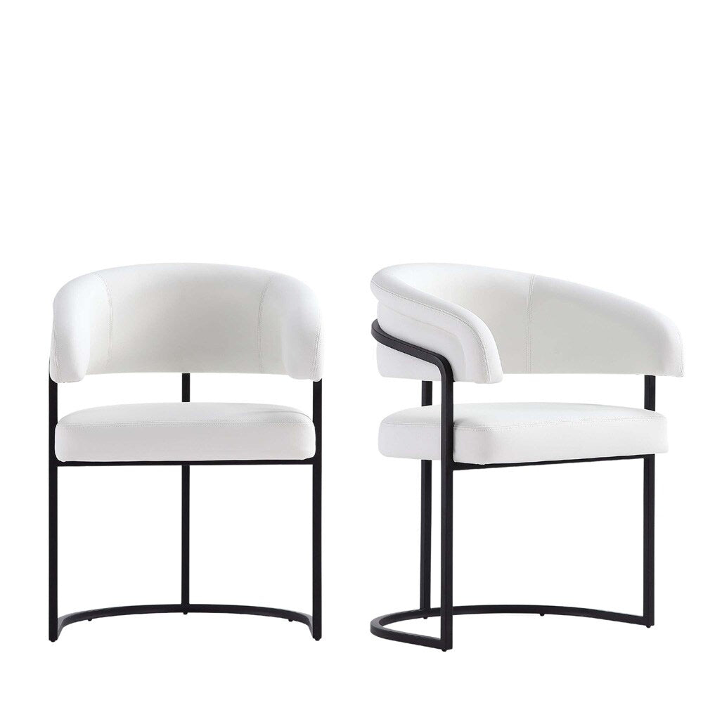 Manhattan Comfort - Augusta Leatherette Dining Chair with Metal Legs in White - Set of 2 - 2-DC094-WH veiw 1